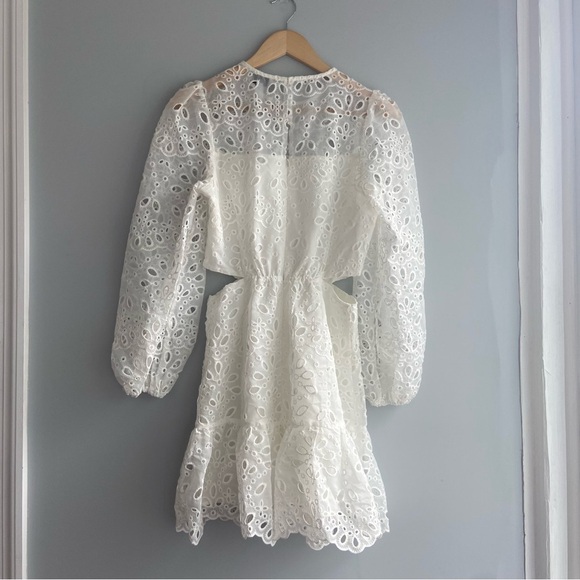 Lucy Paris Faith Cut Out White Eyelet Lace Mini Dress - Picture 2 of 12